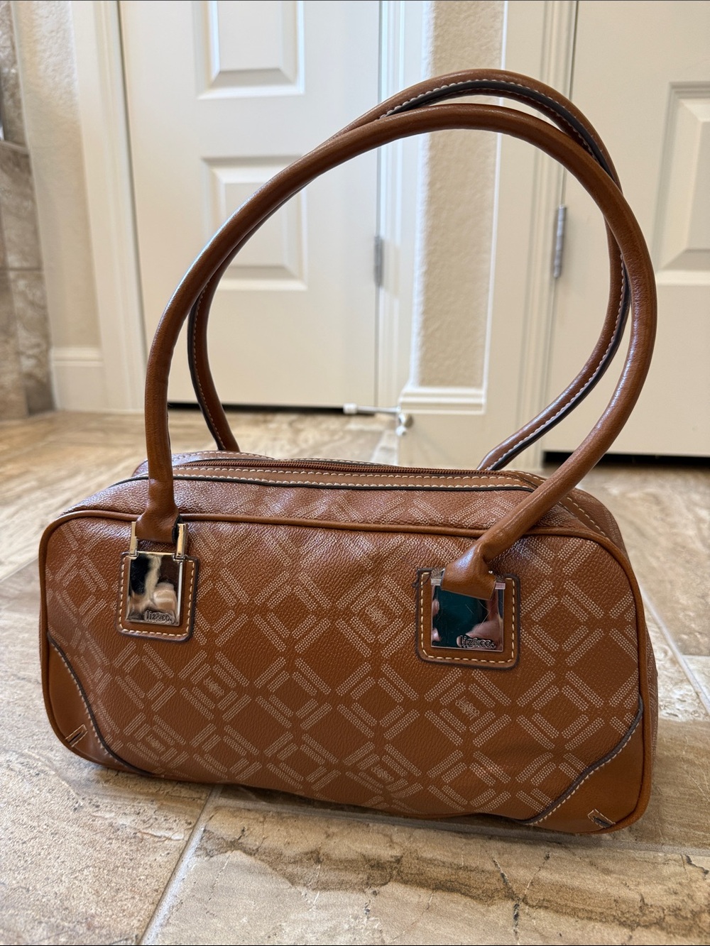 liz & co. Tan Patterned Top-Handle Satchel